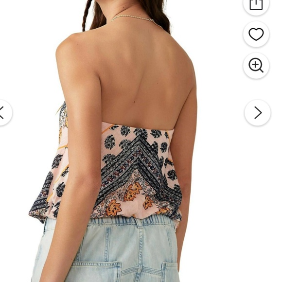 Free People “Borderline” Bandana-Print Strapless Boho Tube Top 🎀 Size M - Picture 2 of 5
